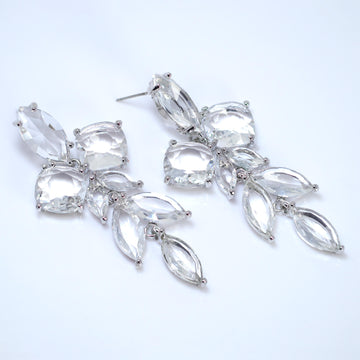 CZ long Floral Dream Drop Statement Earring, Dangle Crystal, Diamond Earring, Long Bridal Jewelry, Crystal Bridal Earrings
